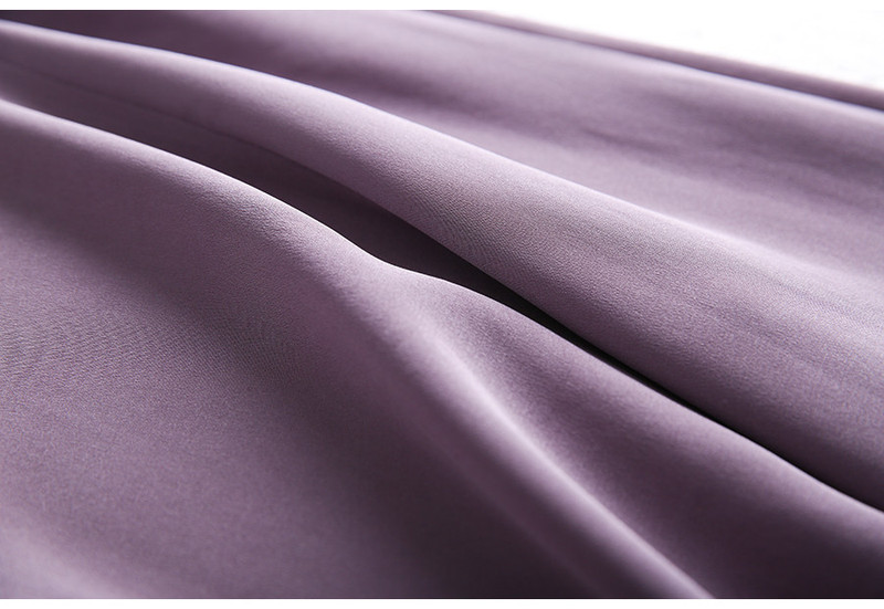 施悦名 30姆米超重磅气质方领真丝连衣裙女桑蚕丝紫色法式显瘦a字裙夏季