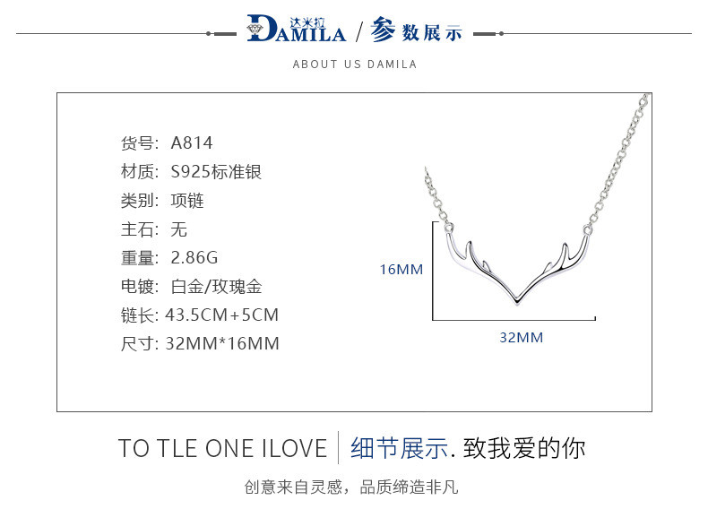 汤河店 一路有你项链女 纯银锁骨链简约s925银经典饰品c