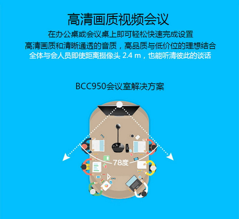 汤河店 正品 罗技Bcc950高清网络会议摄像头c950主播遥控旋转聊天视频