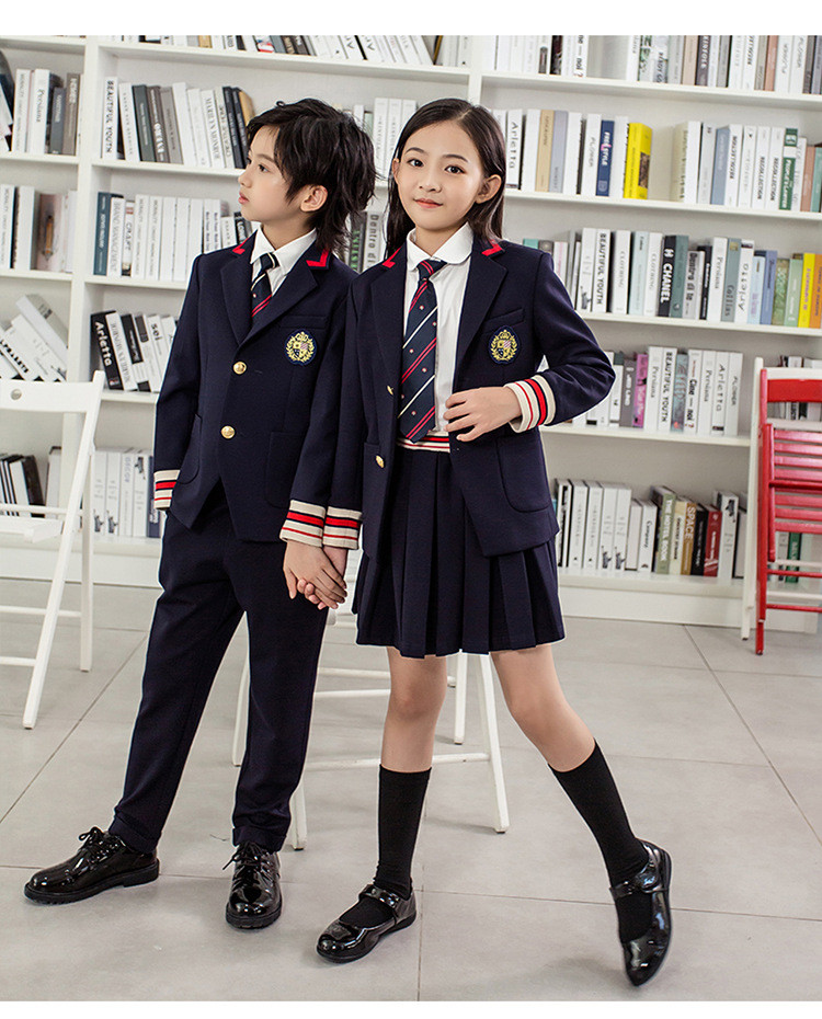 洋湖轩榭 春秋装校服套装学院风小学生三件套儿童秋冬班服a