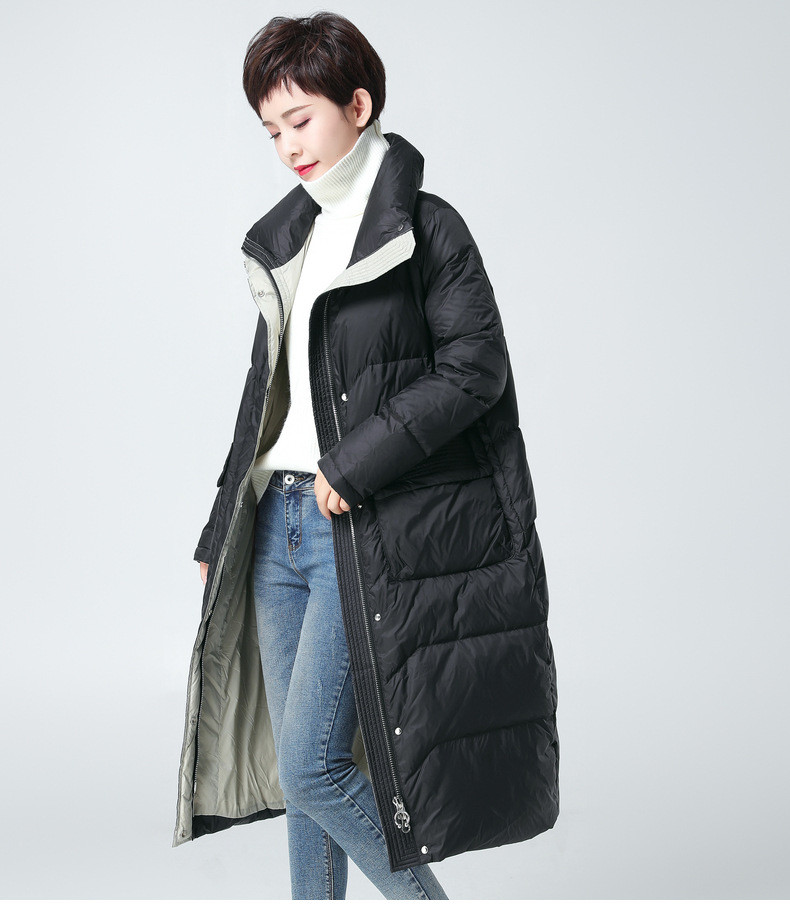 施悦名 羽绒服女中长款2020冬季新款韩版宽松显瘦白鸭绒加厚保暖立领外套