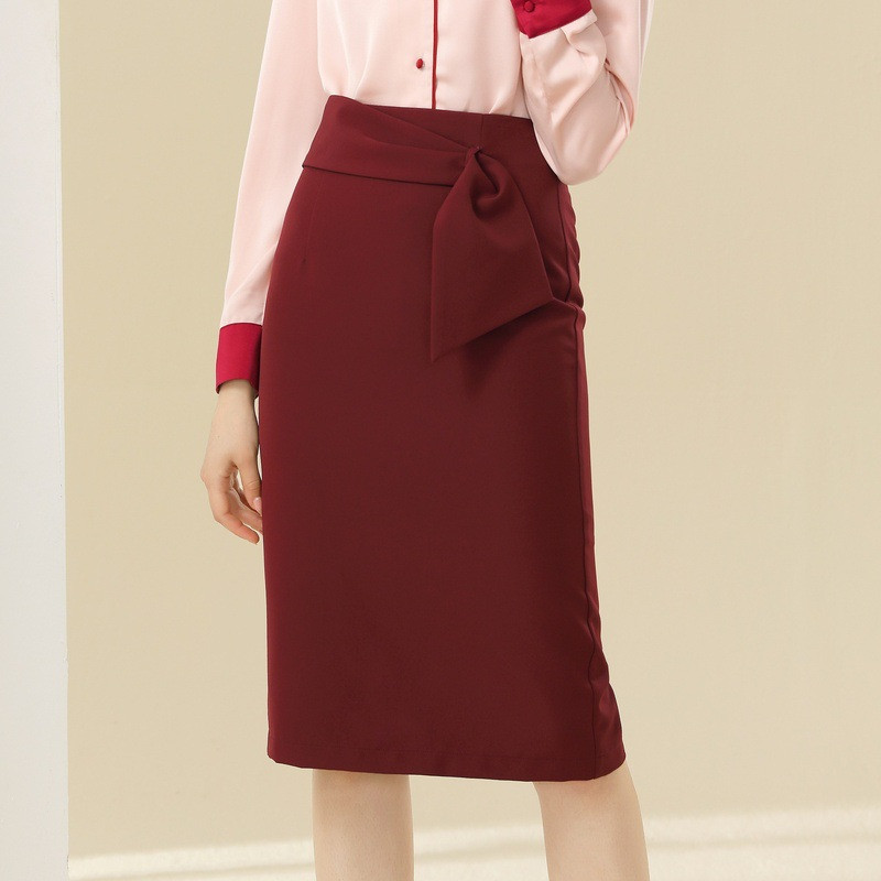 施悦名 2021春季新款韩版气质优雅显瘦百搭纯色开叉OL高腰包臀半身裙