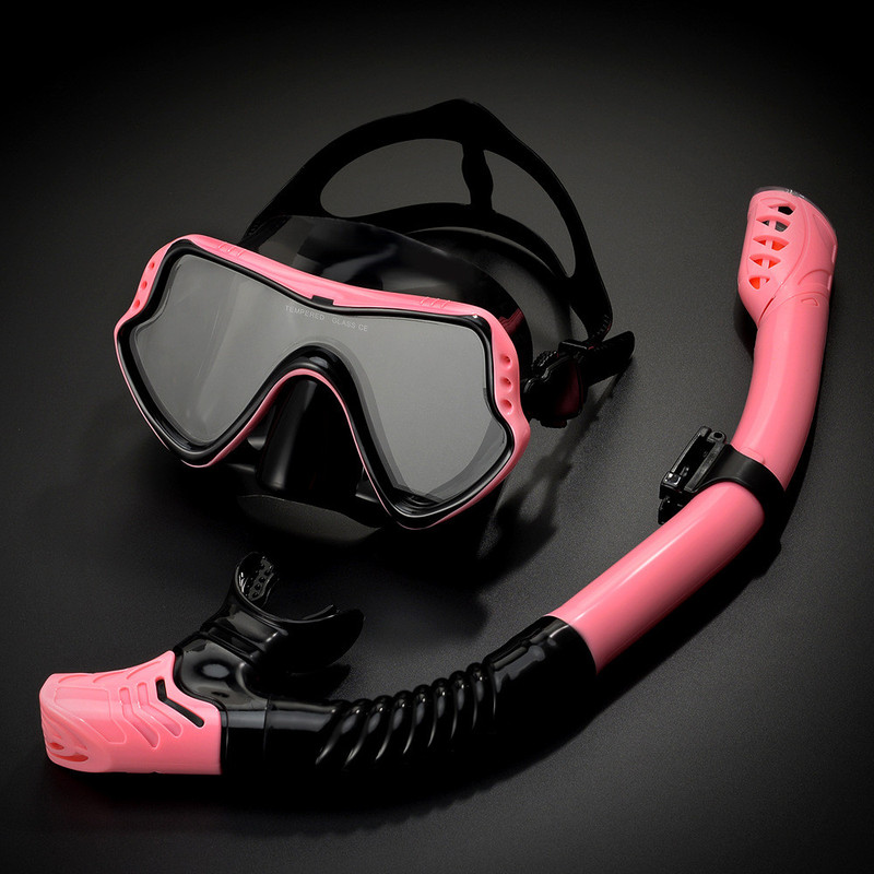 汤河店 潜水镜呼吸管套装男女新款成人大框硅胶面镜游泳浮潜面罩潜水眼镜