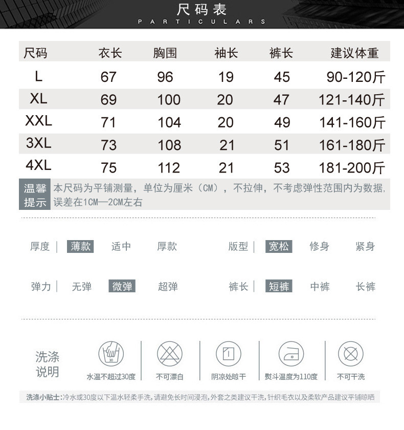 汤河之家 夏季男士运动套装休闲短裤新款圆领t恤宽松T恤半袖时尚薄款短袖