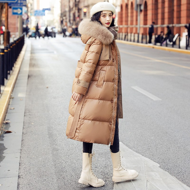 施悦名 长款羽绒服女冬2022年新款设计感小众大毛领时尚洋气过膝保暖外套