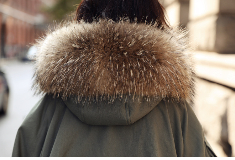 施悦名 大毛领派克羽绒服女中长款冬季新款加厚宽松小个子白鸭绒工装外套