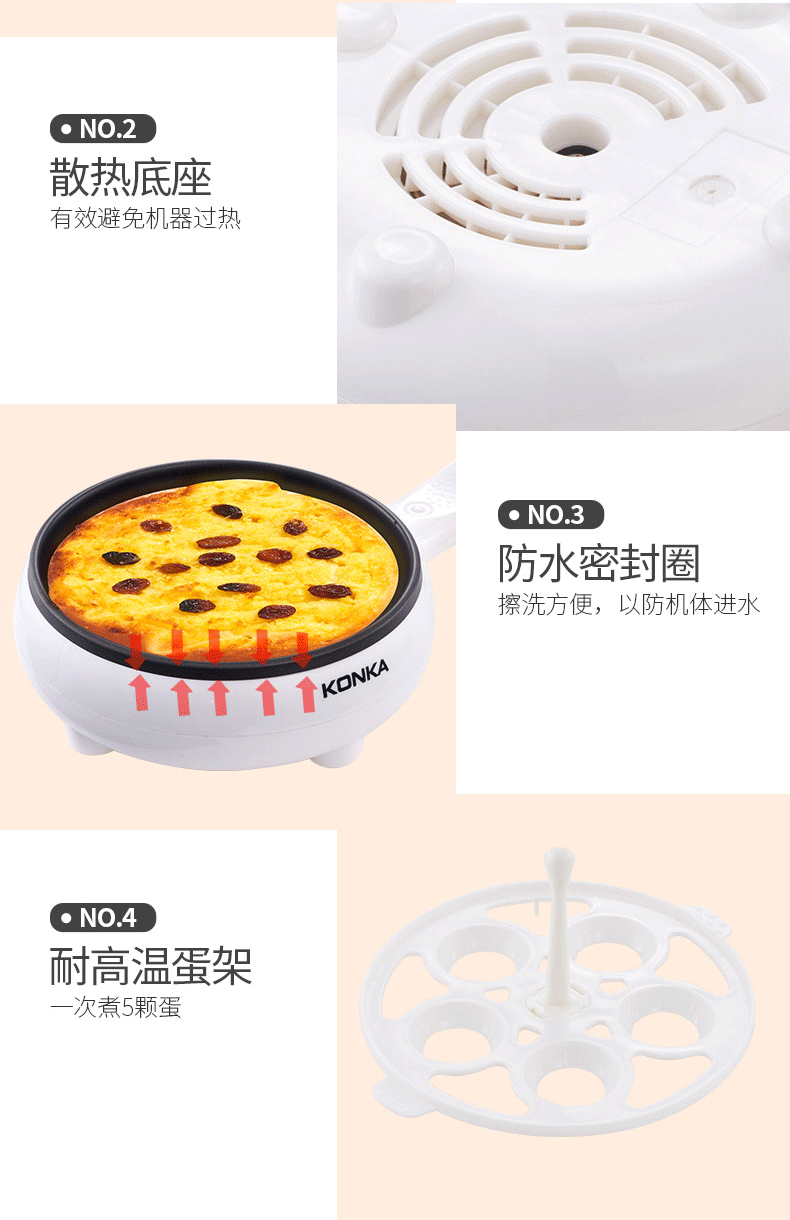 康佳/KONKA 煎蛋器蒸蛋器煮蛋器家用迷你插电小煎锅自动断电鸡蛋早餐神器