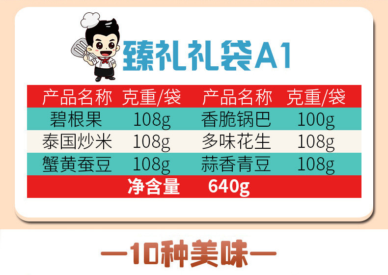 孔哥 孔哥坚果大礼包640g 干果零食10袋年货组合每日坚果礼盒混合装 孔哥臻礼礼盒