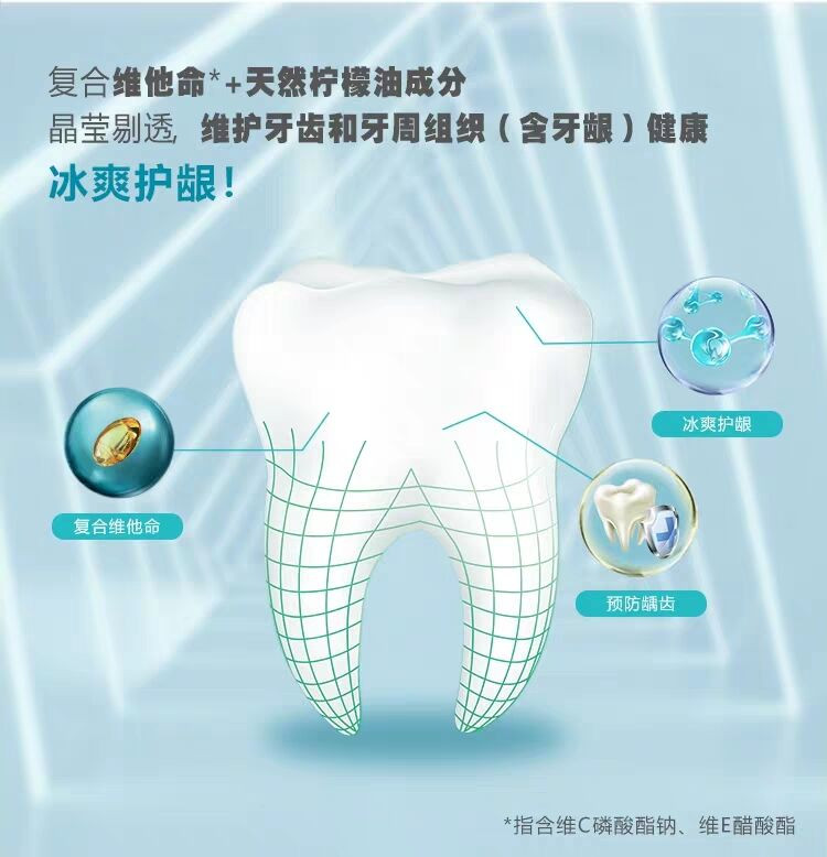 纳爱斯维他命柠檬绿茶牙膏165克清新口气