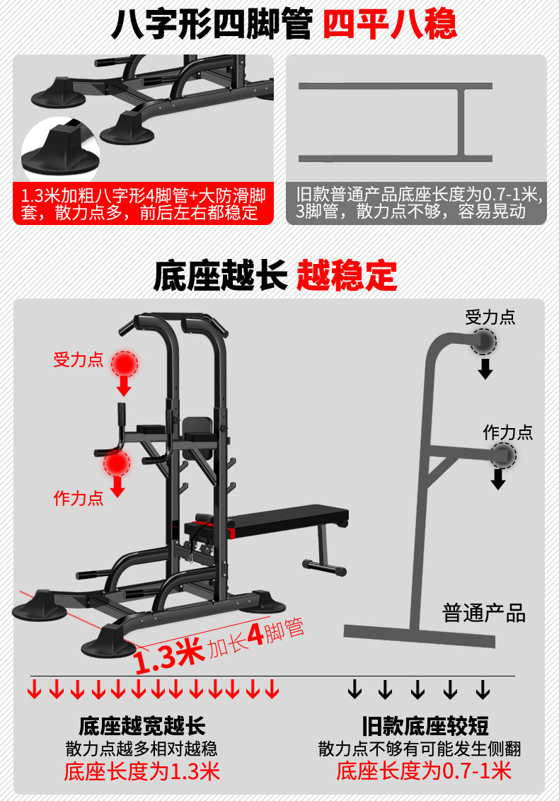 凯康 引体向上器 室内单杠家用健身器材单双杠卧推器 举重床 力量训练器 单功能健身器T058套装