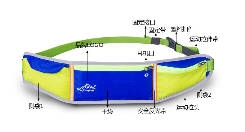 户外尖峰 腰包 运动跑步腰包男女士跑步装备手机包户外防水贴身多功能腰包