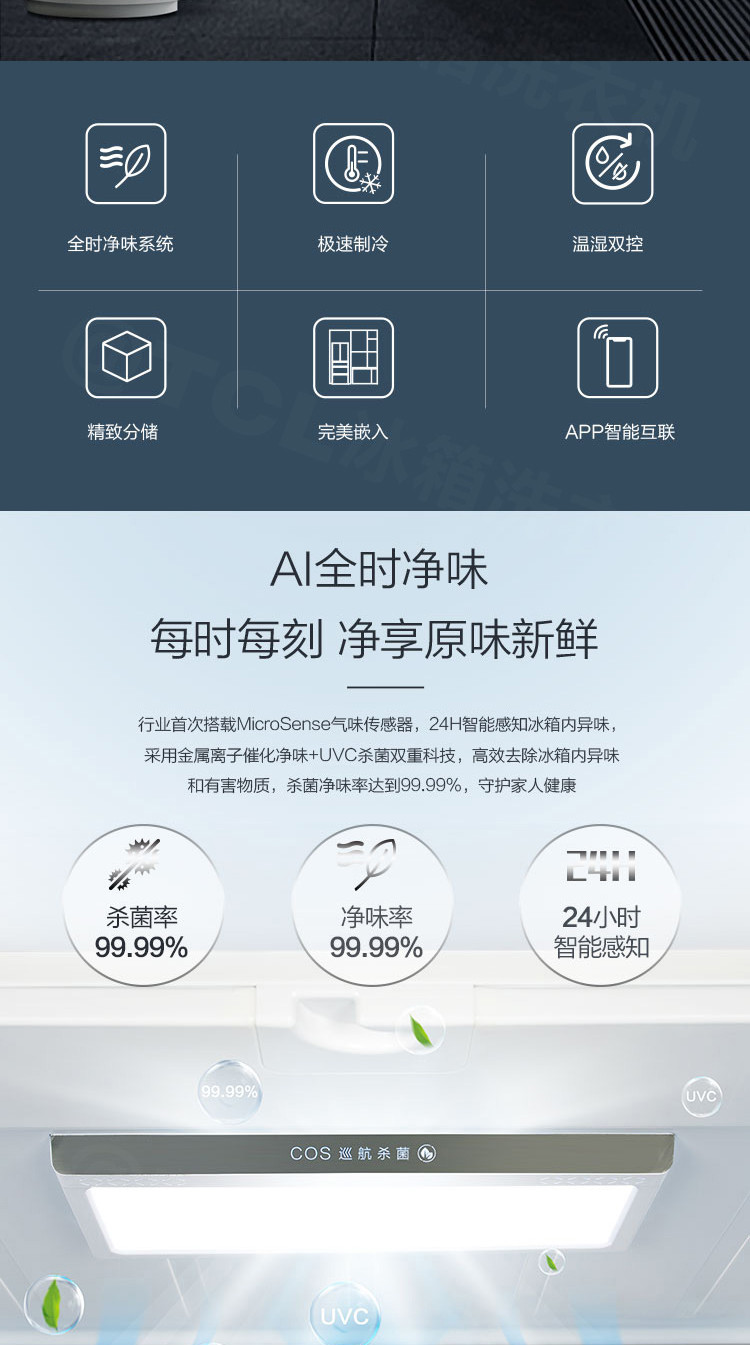 【成都邮政】TCL BCD-415C6-E 415升 法式多门冰箱 风冷无霜 变频节能 预售