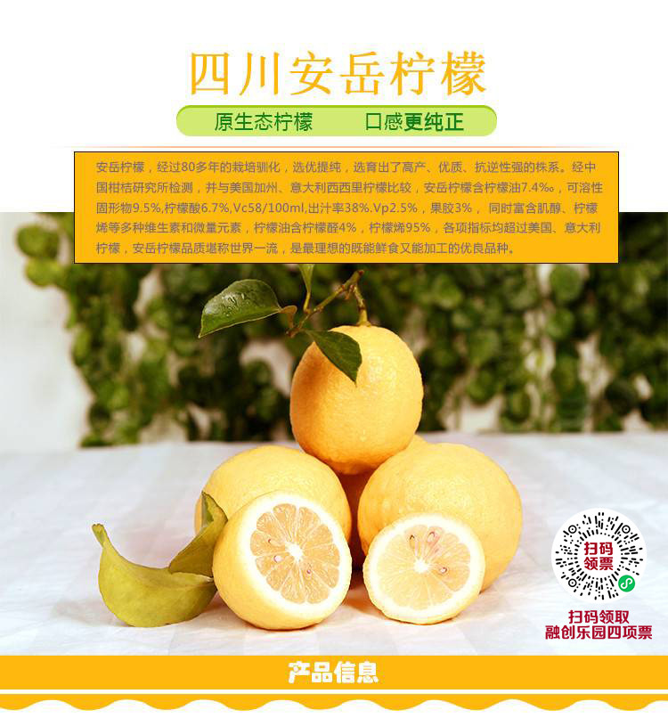 【川邮自营】 安岳柠檬一级果2斤包邮 陆续发货