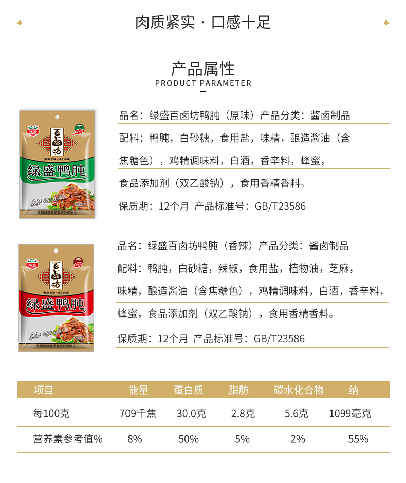 绿盛 建德绿盛鸭肫68g*2包卤味即食熟食鸭胗真空小包装办公室零食