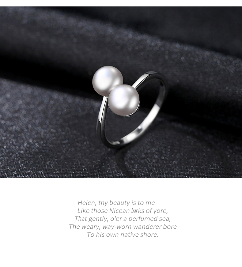 奈唯 S925银优雅百搭气质淡水珍珠开口戒指-浪漫约会