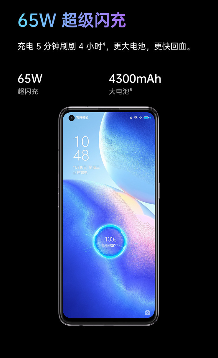 OPPO Reno5 6400万水光人像四摄 65W超级闪充 轻薄5G手机