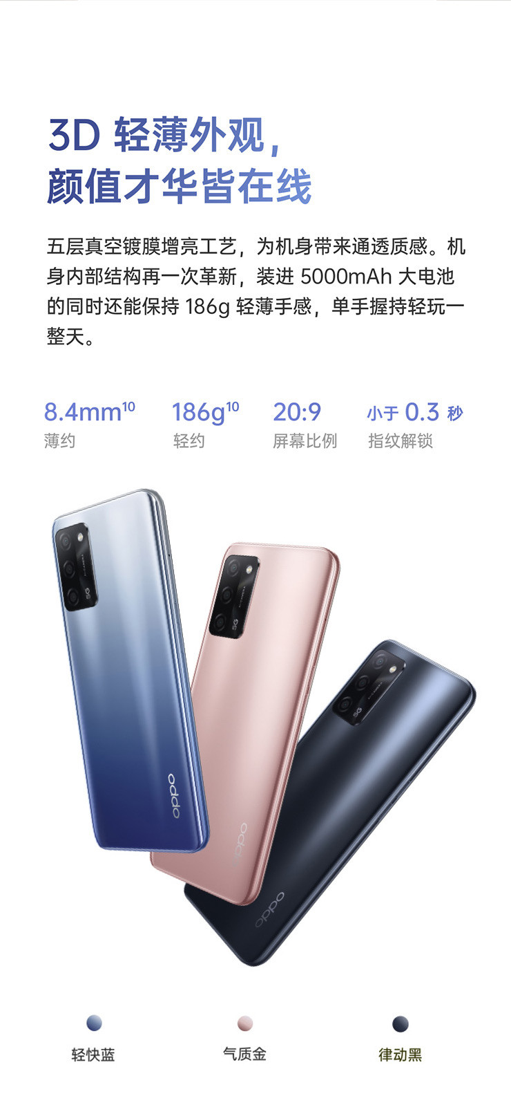 OPPO A55新品 AI智能三摄 5000mAh大电池 双卡双待5G手机