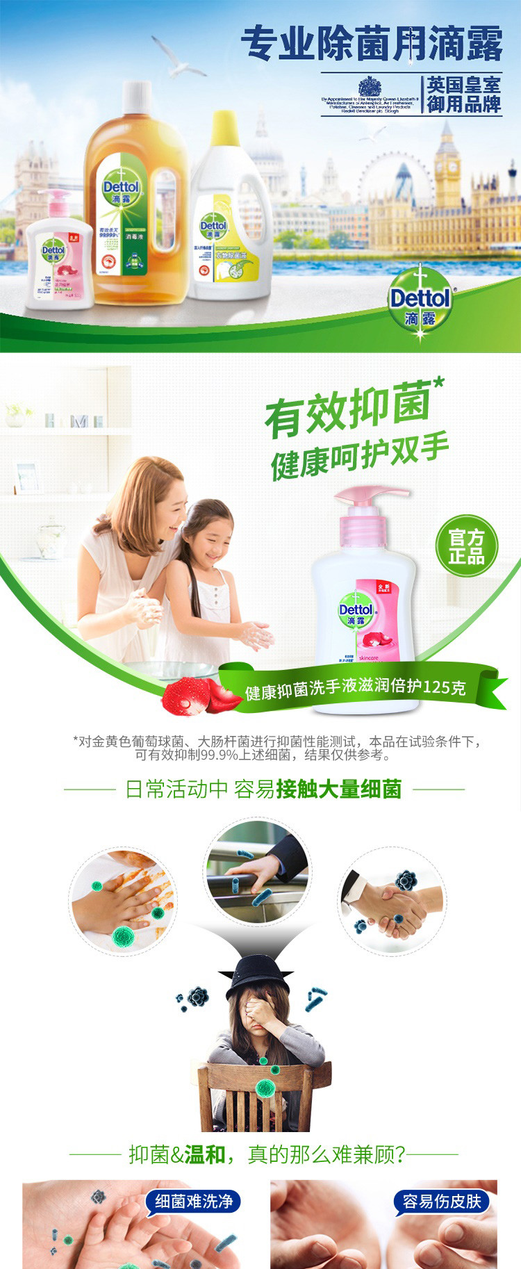 滴露/Dettol 洗手液 健康抑菌洗手液 滋润倍护 125g