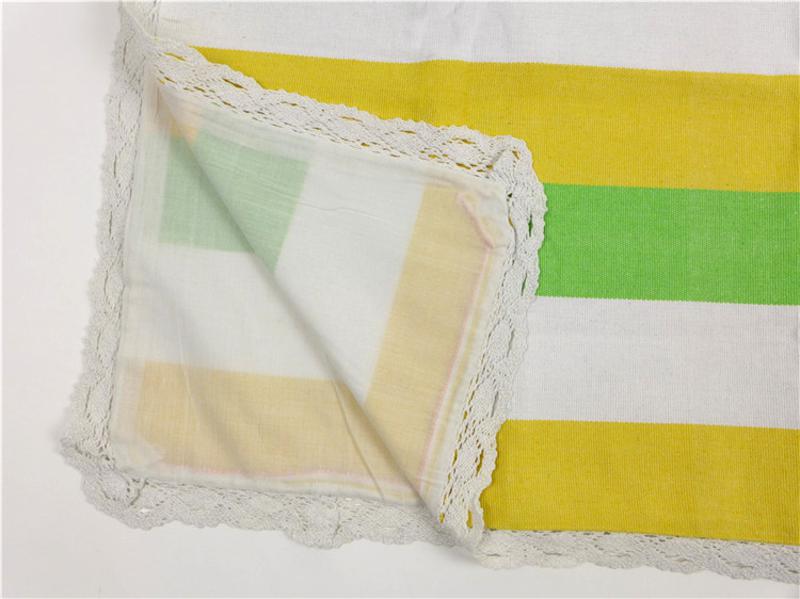 锦绣优质四季毯三件套黄绿白条纹