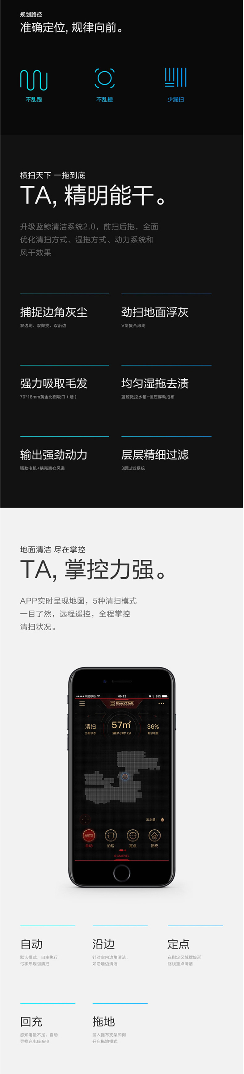 科沃斯/Ecovacs 扫地机器人DD56 钢铁侠地宝 APP智能规划 扫拖一体机 实体店同款 黑色