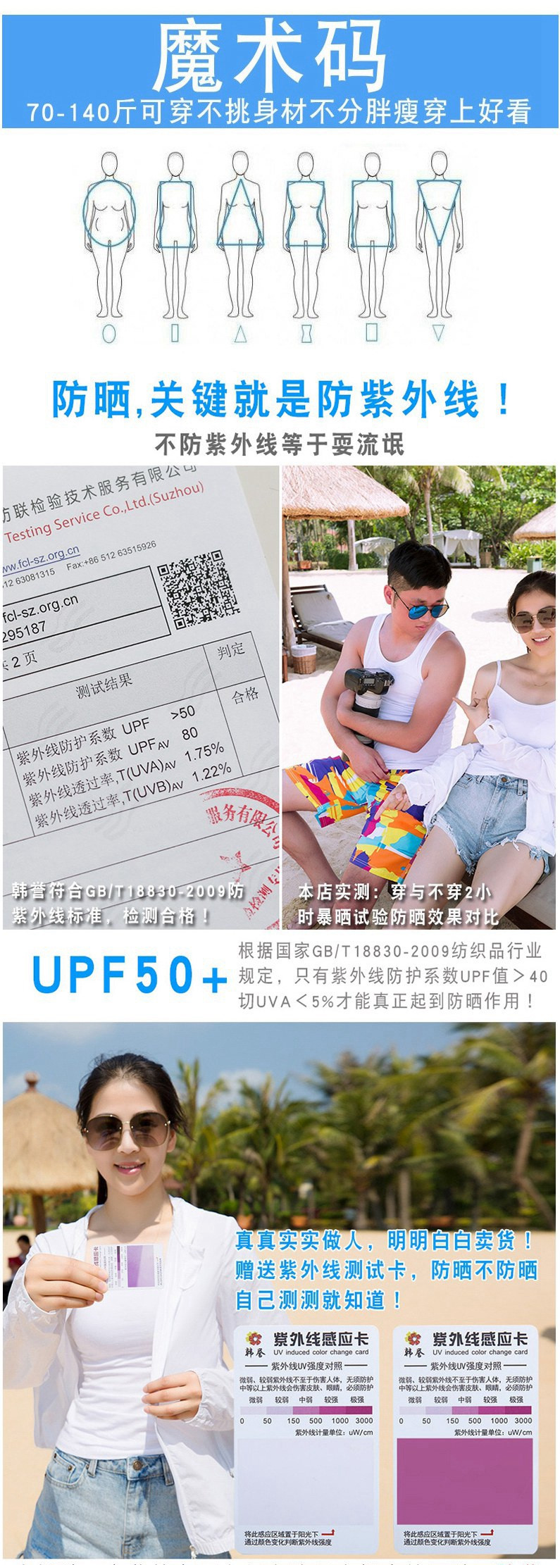 韩誉 UPF50防晒衣女短款2019夏季新款防紫外线披肩沙滩服薄骑车开车遮阳神器 69002标准版