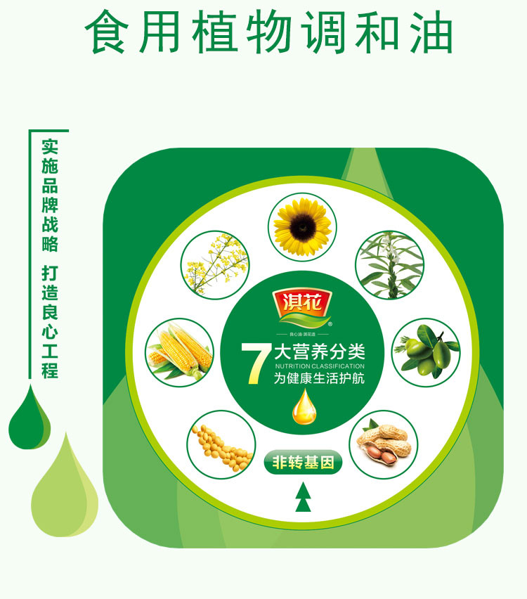 淇花 小皇食用油植物调和油（非转基因）5L 炒菜烹饪家庭食用桶装