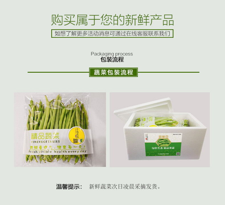 【助农】千岛湖 新鲜蔬菜 四季豆500g*4包 限江浙沪皖 包邮