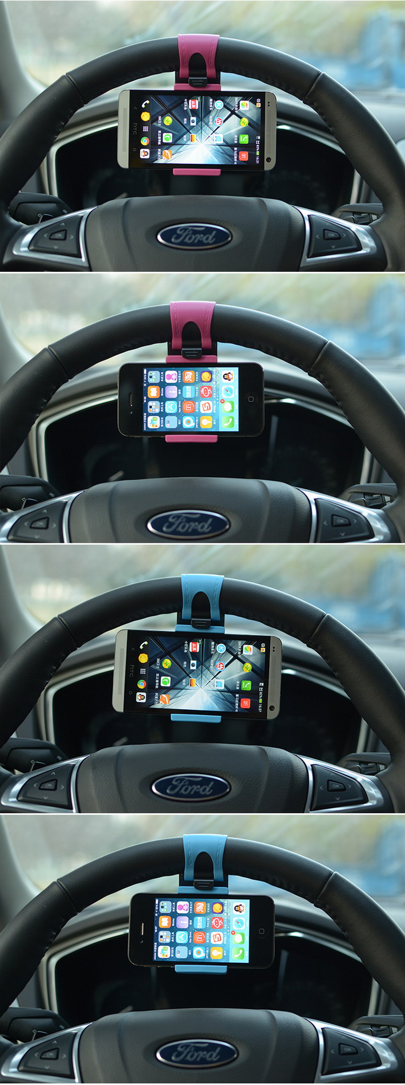 Racing方向盘手机支架车用手机架车载托架iPhone6S Plus苹果5S小米三星