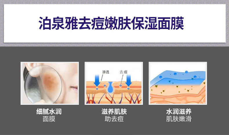 BIOAQUA祛痘嫩肤保湿面膜清爽控油去痘去黑头收缩毛孔保湿面膜