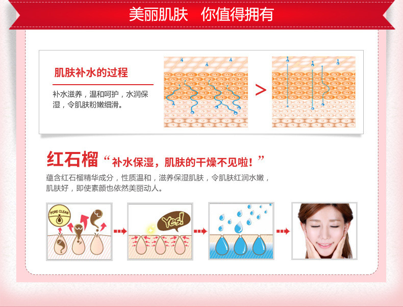 一枝春红石榴鲜活补水五件套礼盒植物滋养保湿护肤套装化妆品