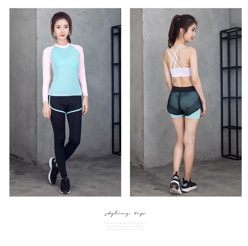韵格韩版夏季新款短袖瑜珈两件套户外健身服运动套装瑜伽服女 T1036