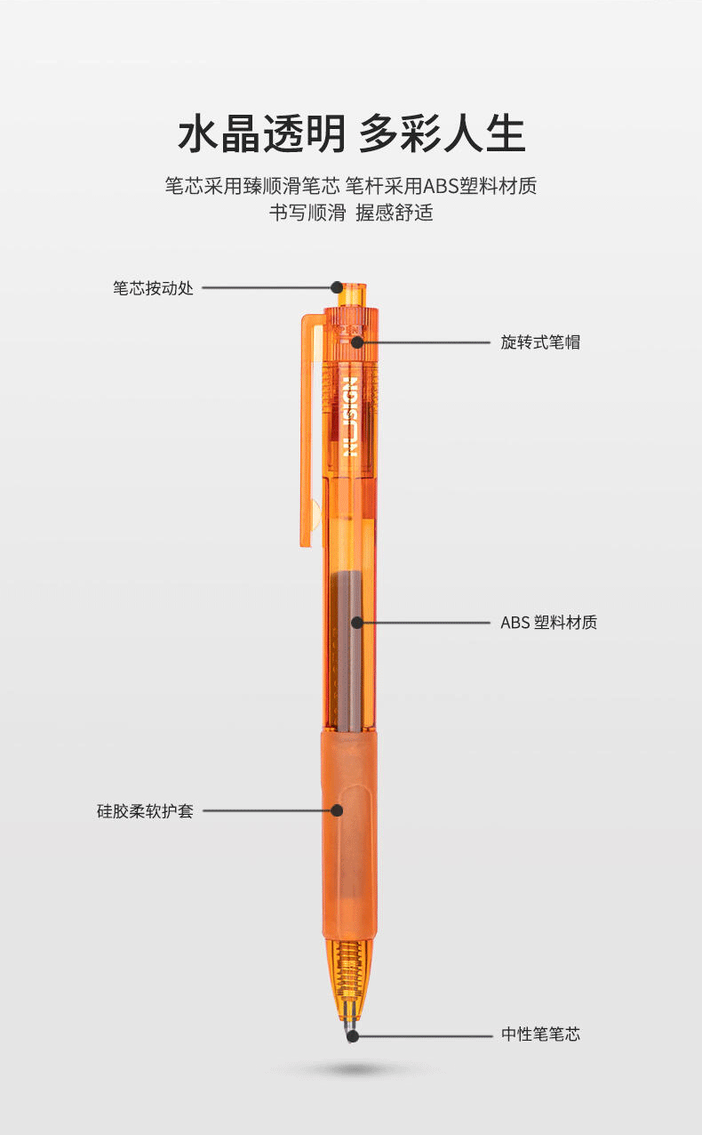 得力NS561臻顺滑按动中性笔0.5mm     12支/盒