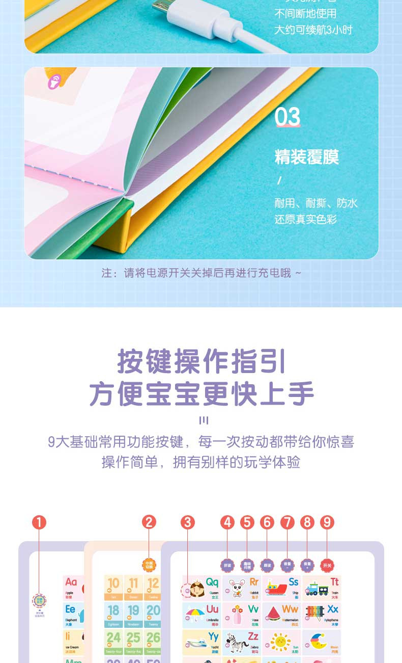 得力/deli 83653有声点读本(黄)(盒)快乐学习认知世界中英双语USB充电