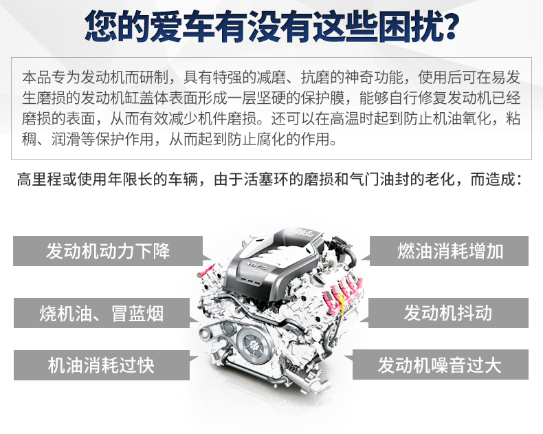 YN跃能发动机抗磨修复剂缓解烧机油去蓝烟引擎降噪汽车机油添加剂 255ml YN8303