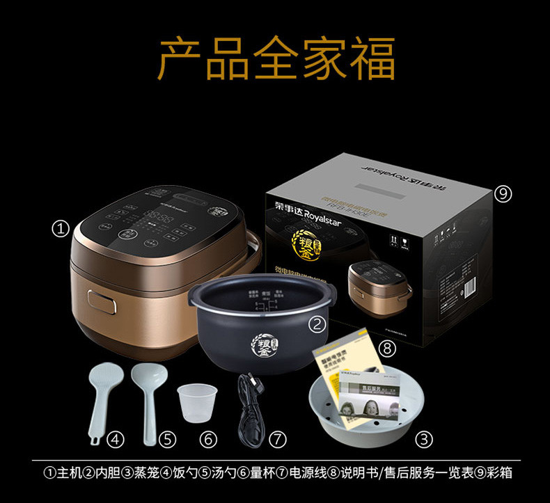 荣事达/Royalstar RFB-IH30E电磁智能电饭煲2-4人多功能家用电饭锅3升迷你型