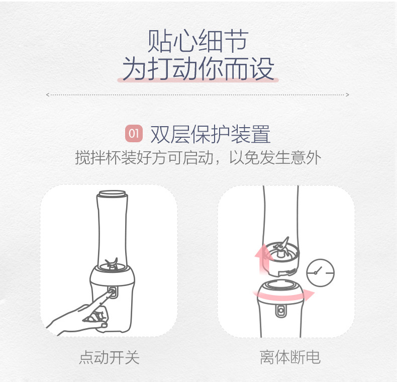 小熊  LLJ-D05Q5料理机便携式全自动家用迷你果汁榨汁多功能