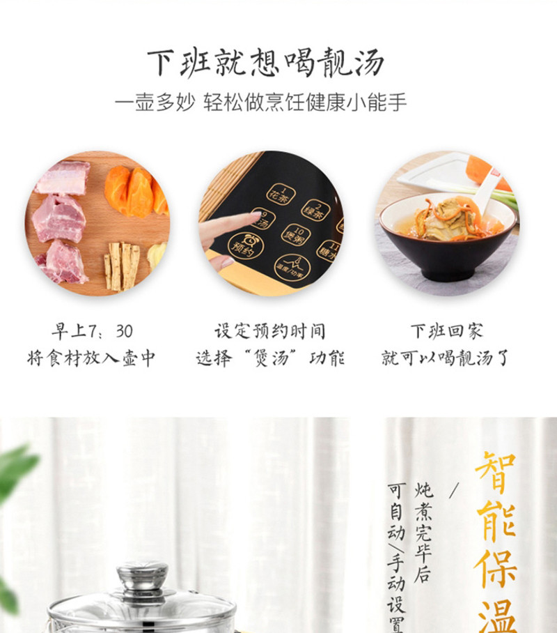 生活元素 （LIFE ELEMENT） 养生壶1.8L加厚玻璃烧水壶全自动多功能煮茶器电热水 D28