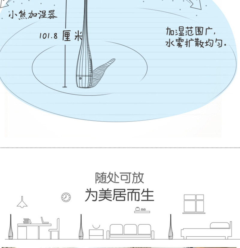 小熊JSQ-B40P1家用静音卧室大容量孕妇婴儿空气落地式加湿器净化香薰机