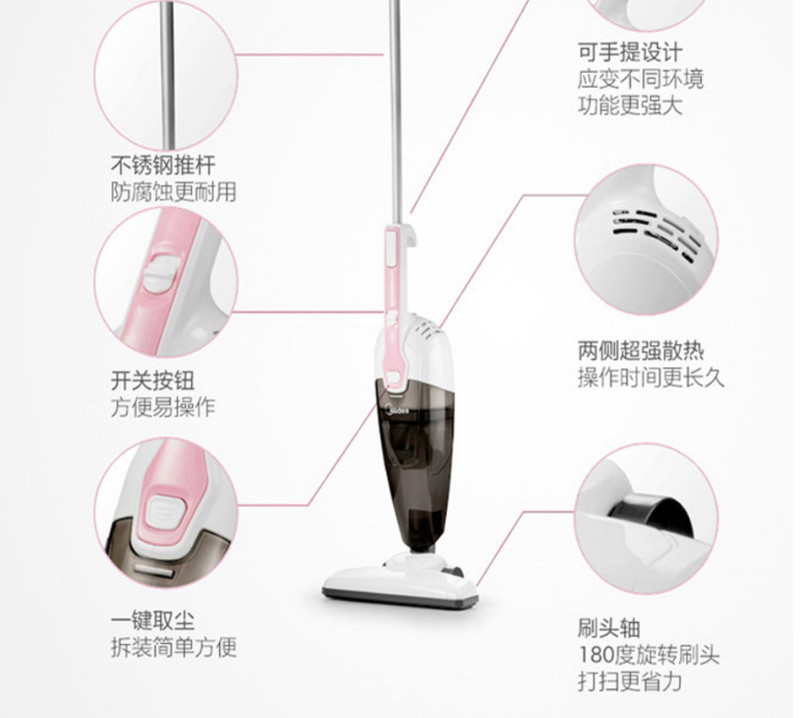 美的/MIDEA吸尘器家用小型迷你强力手持式大功率推杆两用静音VS04K1-FW