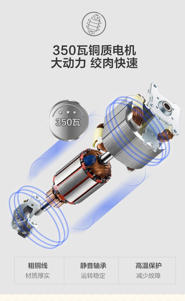 小熊QSJ-C04B1绞肉机不锈钢电动家用大容量多功能打肉馅碎菜搅拌蒜泥料理机