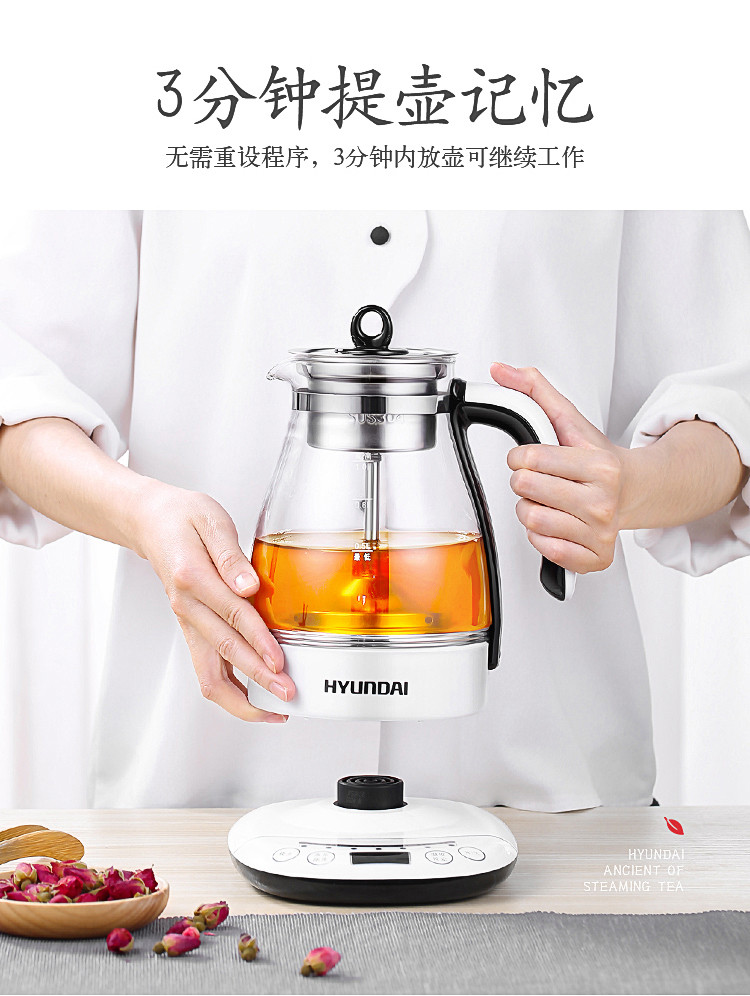 韩国现代（HYUNDAI）煮茶器煮茶壶蒸汽全自动黑茶蒸茶器泡茶花茶蒸茶养生壶QC-ZC1155