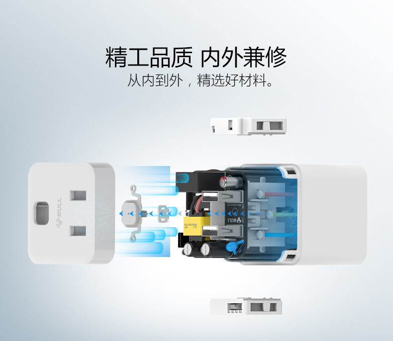 公牛（BULL） 小魔方USB插座1.5M排插/接线板 2孔+2USB口GNV-UUB122