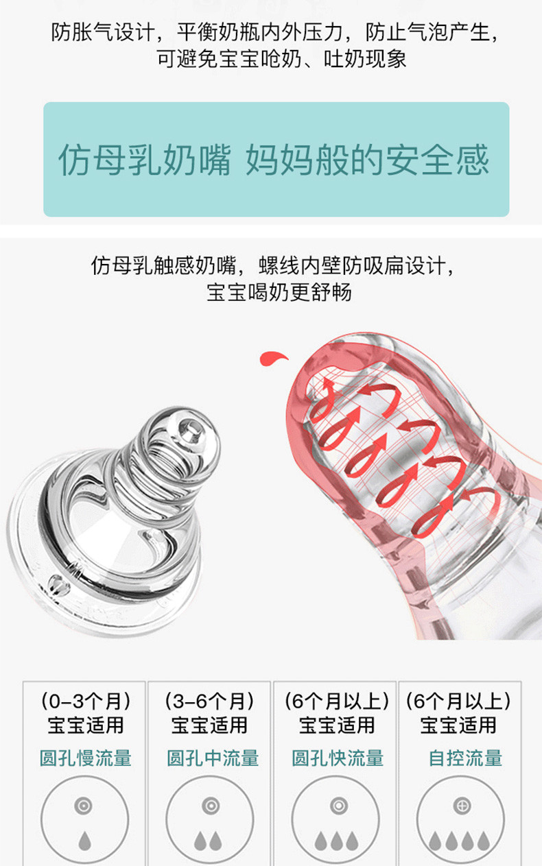 好孩子玻璃奶瓶新生儿奶瓶宽口径带吸管防胀气防摔初生婴儿奶瓶60ml