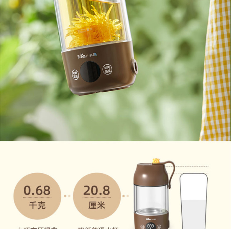 小熊（Bear）养生壶家用多功能办公室小型便携煮茶壶烧水花茶壶迷你煮茶器YSH-P04B1