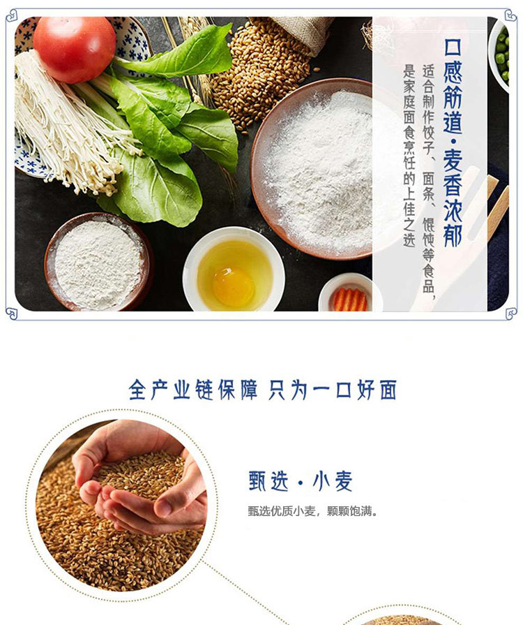 福临门 巴盟优选多用途小麦粉1kg包饺子馒头面条家庭袋装