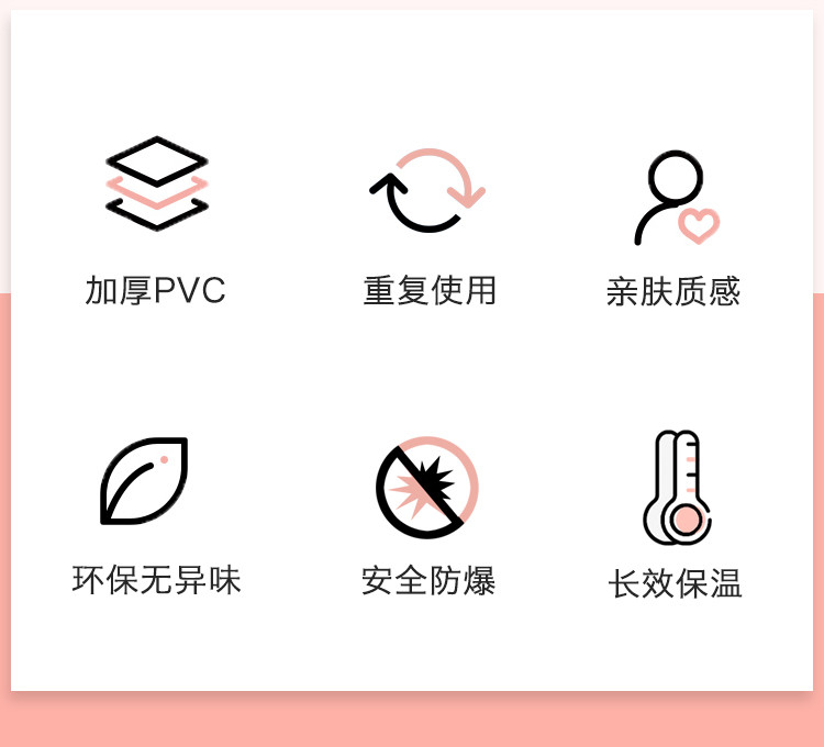 贝瑟斯 【绒布外套】加厚PVC小号暖水袋灌水暖宫暖手宝暖宫热水袋780ml BS-8502