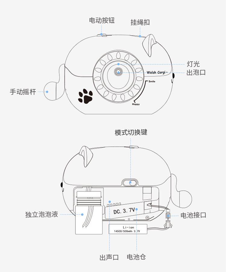 豆豆象网红吹泡泡机儿童柯基泡泡相机XBS900DE