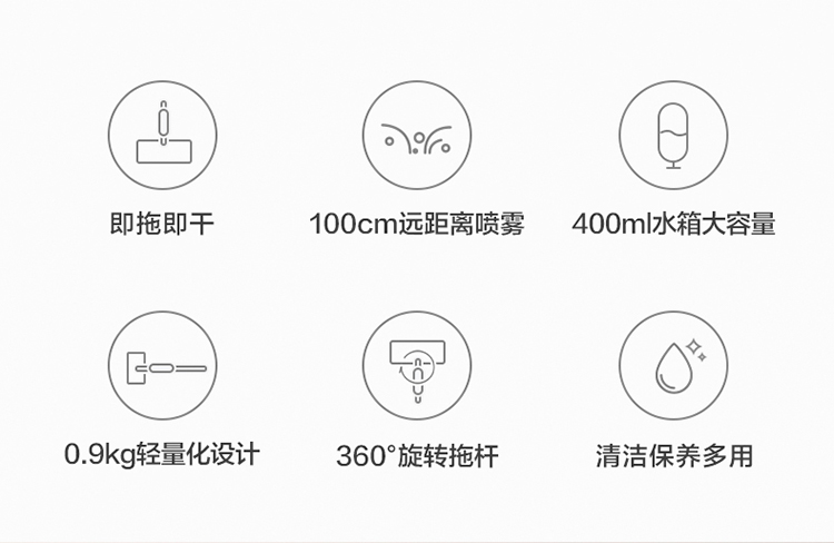 美的（Midea）喷水拖把干湿两用360°旋转拖杆水箱可加水FC1