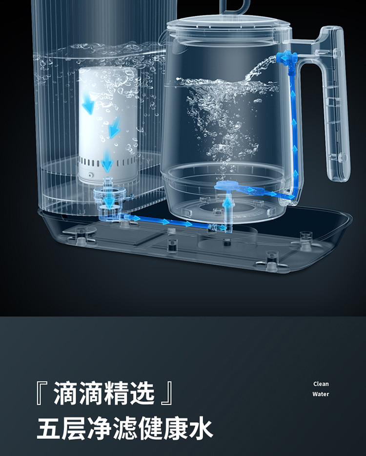 生活元素（LIFE ELEMENT）滤水养生壶饮水机净水一体机1.6L水箱上水烧水壶I168