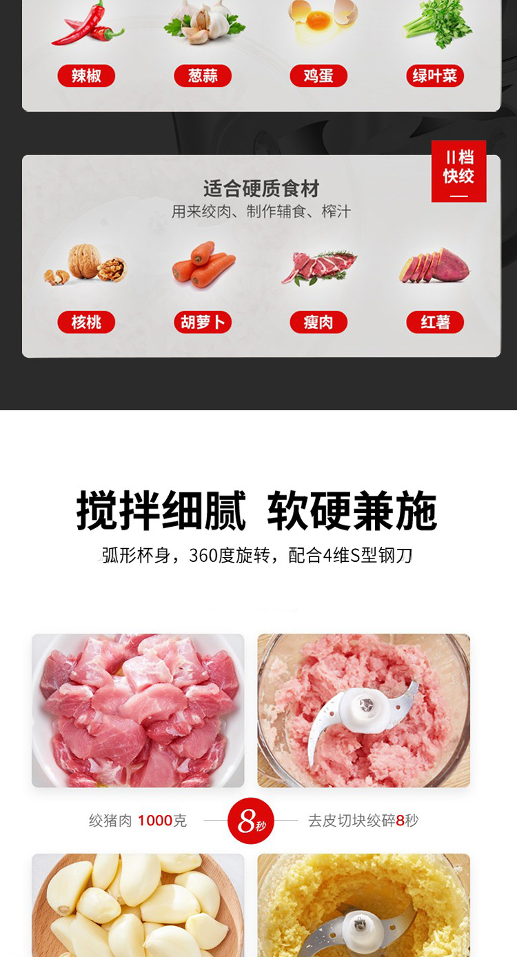 麦滋 （MZeat）绞肉机1.8L绞馅机搅肉机碎肉机打肉机碎菜机料理机MST-JR18-A03